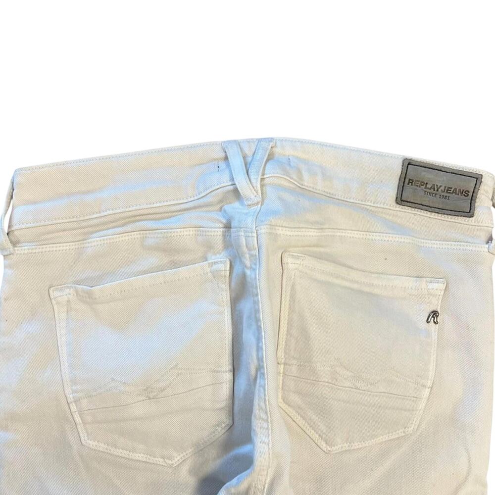 Replay 00s Indie Sleaze Zipper Pocket Skinny Denim Jeans White 4 - Picture 8 of 9